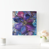 ウォールクロック - 紫青花模様 ゴールド (ホーム)