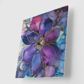 ウォールクロック - 紫青花模様 ゴールド (傾斜)