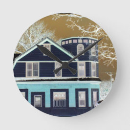 ウォールクロックL@@Kレトロオールドハウス ラウンド壁時計