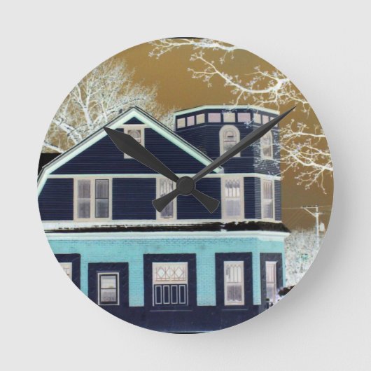 ウォールクロックL@@Kレトロオールドハウス ラウンド壁時計 (正面)