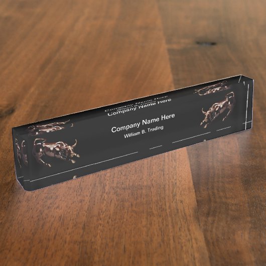 ウォールストリートブルマーケットストックブローカー デスクネームプレート (側面)