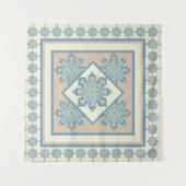 ウォールタペストリーメダリオン、ライトブルーとクリーム タペストリー (正面)