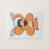 ウォールナット付きハムスター ジグソーパズル (横)