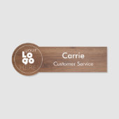 ウォールナット木目ビジネスロゴ従業員名タグ 名札 (正面)