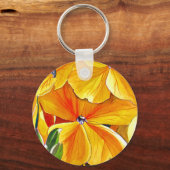 ウォールフラワーのオリジナル水彩画の花のアート キーホルダー (正面)