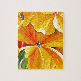 ウォールフラワーのオリジナル水彩画の花のアート ジグソーパズル