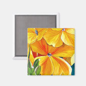 ウォールフラワーのオリジナル水彩画の花のアート マグネット (正面/裏面)