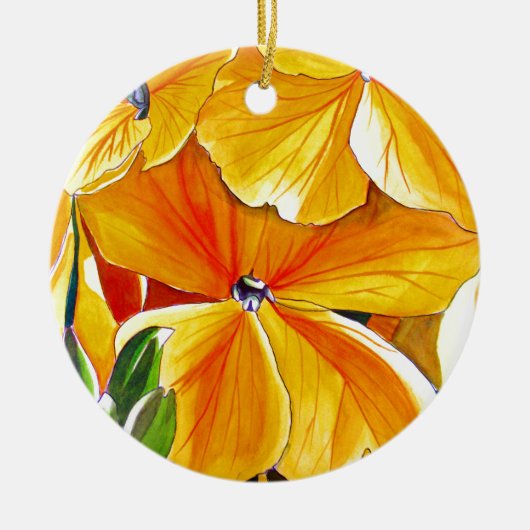 ウォールフラワーオリジナル水彩フローラアート セラミックオーナメント (正面)