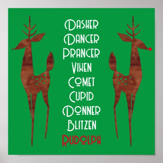 ウォールポスター – サンタのトナカイ – ルドルフ赤い鼻 ポスター (正面)