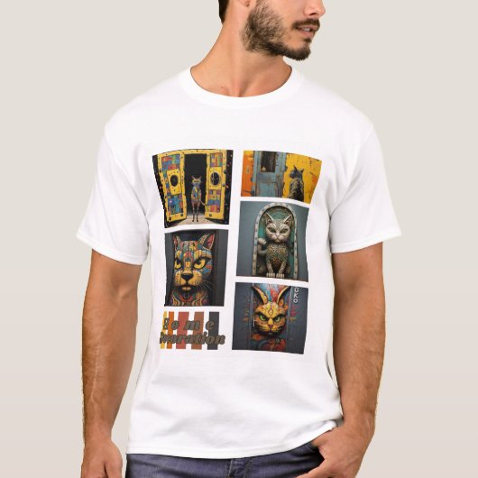 ウォール人気があるキャッツアートデザイン Tシャツ (正面)