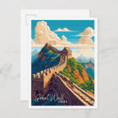 ウォール素晴らし中国アートヴィンテージ旅行イラストレーション ポストカード (正面/裏面)