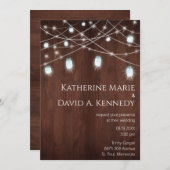 ウォール結婚ズウッドバーンメイソンジャールストリングライト 招待状 (正面/裏面)