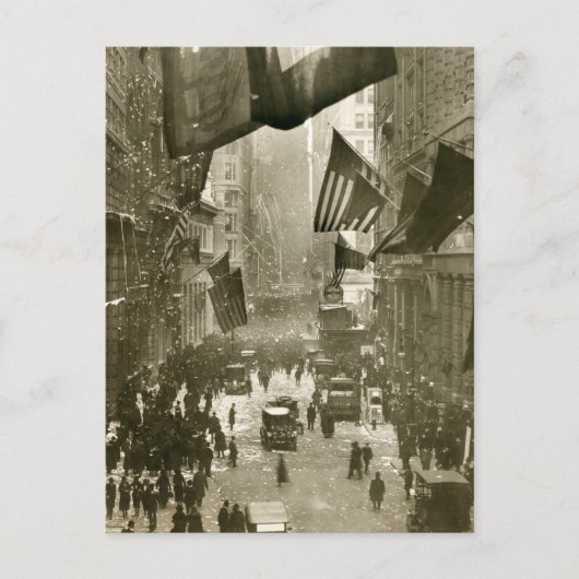 ウォール街パーティー、1918年WW1の終わり ポストカード (正面)