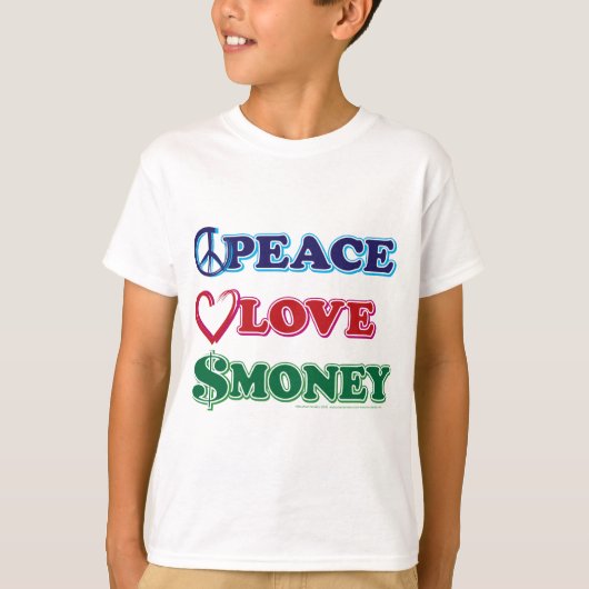 ウォール街/平和ラブマネー Tシャツ (正面)
