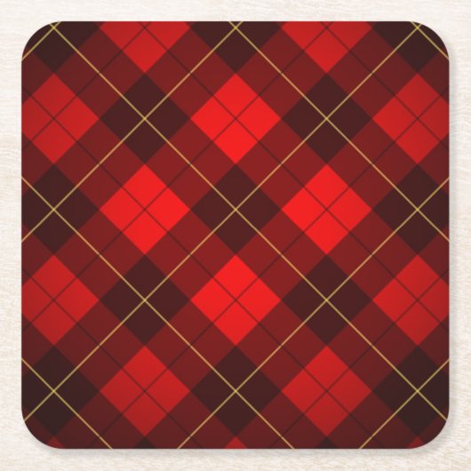 ウォーレスのタータンチェックの背景 スクエアペーパーコースター (正面)
