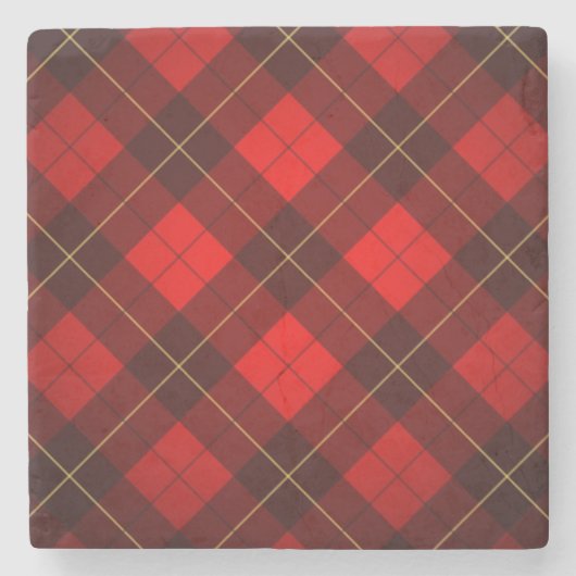 ウォーレスのタータンチェックの背景 ストーンコースター (正面)