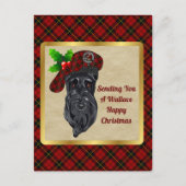 ウォーレス一族の紋章とタータンがクリスマス ポストカード (正面)