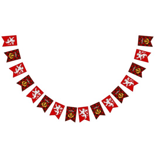 ウォーレス家紋の盾とタータン バンティングフラッグ (全)