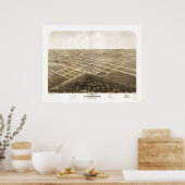 ウォーレンスバーグミズーリ1869アンティークパノラママップ ポスター (キッチン)