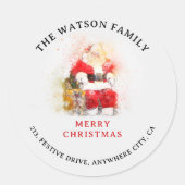 ウォー伝統的ターカラーサンタクロース差出人住所 ラウンドシール (正面)