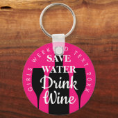 ウォー救トドリンクワインガールズウィークエンド名前をカスタムする キーホルダー (正面)