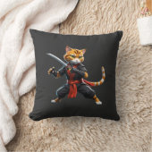 ウォー日本のリア忍者キャットTシャツ クッション (ブランケット)