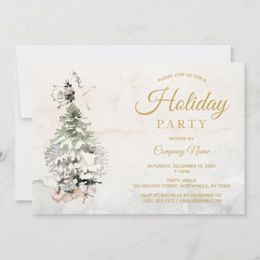 ウォー素朴タカラーツリーホリ企業のデーパーティー 招待状 (正面)