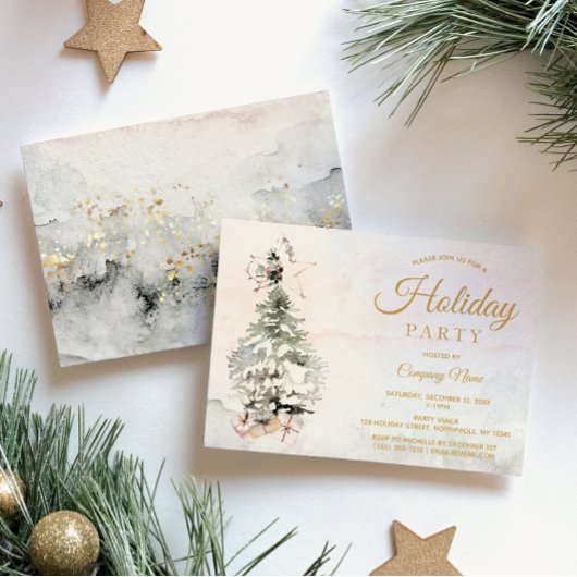 ウォー素朴タカラーツリーホリ企業のデーパーティー 招待状