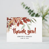 ウォー素朴タカラーボヘミアン秋の結婚式 サンキューカード (スタンド正面)