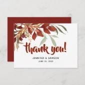 ウォー素朴タカラーボヘミアン秋の結婚式 サンキューカード (正面/裏面)