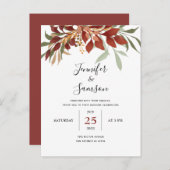 ウォー素朴タカラーボヘミアン秋の結婚式 案内ポストカード (正面/裏面)