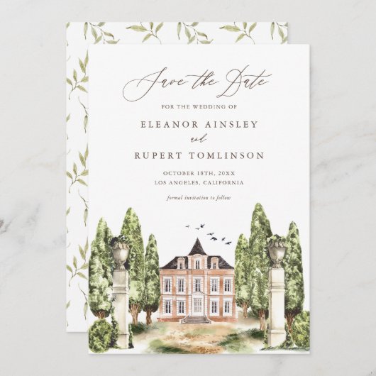 ウォー素朴ターカラーイングリッシュマナーハウス セーブザデート (正面/裏面)