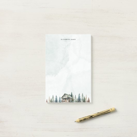 ウォー素朴ターカラーキャビングリーンフォレパーソナライズされたスト ポストイット (デスク上)