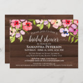 ウォー素朴ターカラーパンシーズバーンウッドブライダルシャワー 招待状 (正面/裏面)