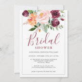 ウォー素朴ターカラーフローラブーケブライダルシャワー 招待状 (正面)