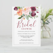 ウォー素朴ターカラーフローラブーケブライダルシャワー 招待状 (スタンド正面)