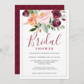 ウォー素朴ターカラーフローラブーケブライダルシャワー 招待状 (正面/裏面)