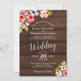 ウォー素朴トカラーパンジーonバーンドウッド結婚ズ 招待状