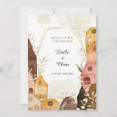 ウォー素朴トカラー結婚式招待状コージーハウス 招待状 (裏面)