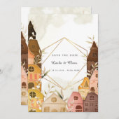 ウォー素朴トカラー結婚式招待状コージーハウス 招待状 (正面/裏面)