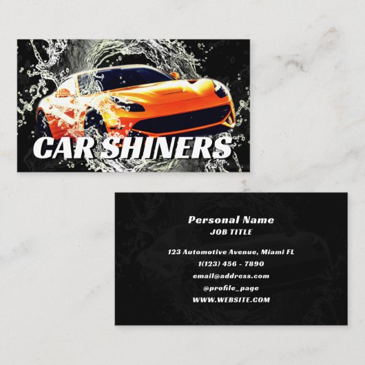 ウォー車のスプラッシュオレンジ色のスポーツカー 名刺 (正面/裏面)