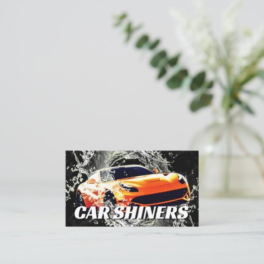 ウォー車のスプラッシュオレンジ色のスポーツカー 名刺 (スタンド正面)