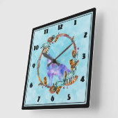 ウオウルフハウリングインアボホスタイルリース スクエア壁時計 (傾斜)