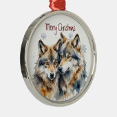 ウオオカウルフアニマル自然アート メタルオーナメント (右)