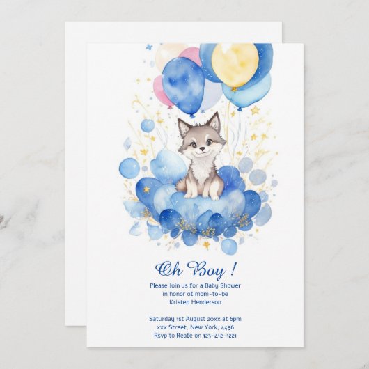 ウオオカオオカマドベイビーシャワー招待状 招待状 (正面/裏面)