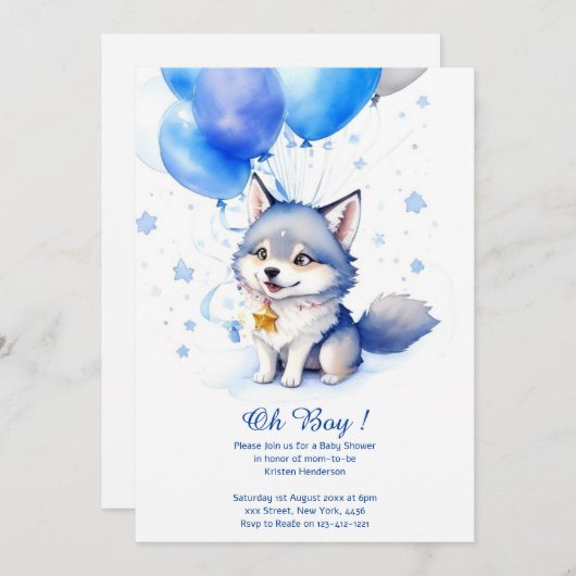 ウオオカマベビーシャワー招待状 招待状 (正面/裏面)