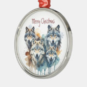 ウオオカミ族の動物野生動物自然アート メタルオーナメント (左)