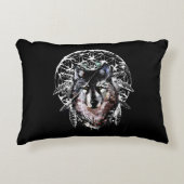 ウオオカミ野生霊動物の水色 アクセントクッション (正面)