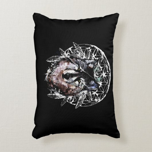 ウオオカミ野生霊動物の水色 アクセントクッション (正面(垂直))