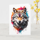 ウオカミ(ばちゃばちゃ)跳ねるポートレートスプラッシュインク空白の カード (黄色い花)